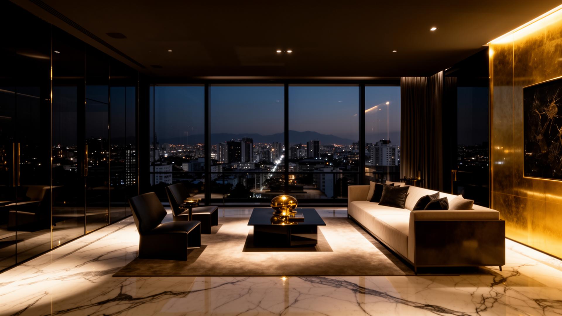 Penthouse de alto padrão em São Paulo ao anoitecer
